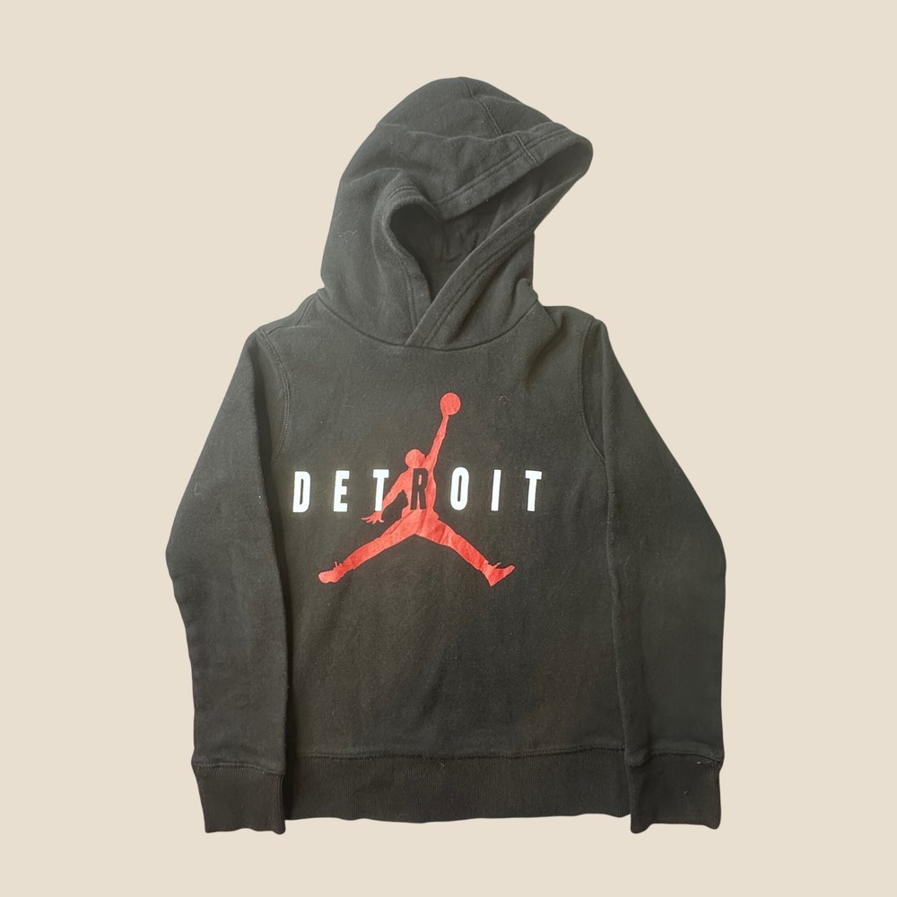 Jordan Hoodie Boys S 8-10 Detroit Jumpman Black Basketball Sweatshirt 2358-023